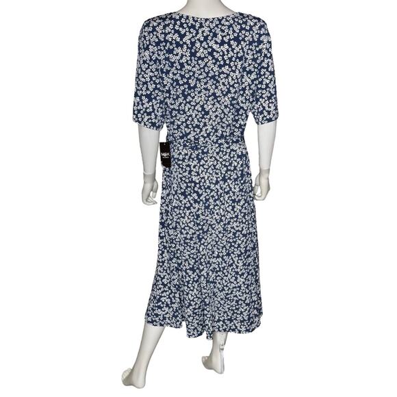 MSK Plus Size Printed Ring Short-Sleeve Midi Dress Navy White Women’s Sz 1X - Picture 7 of 11
